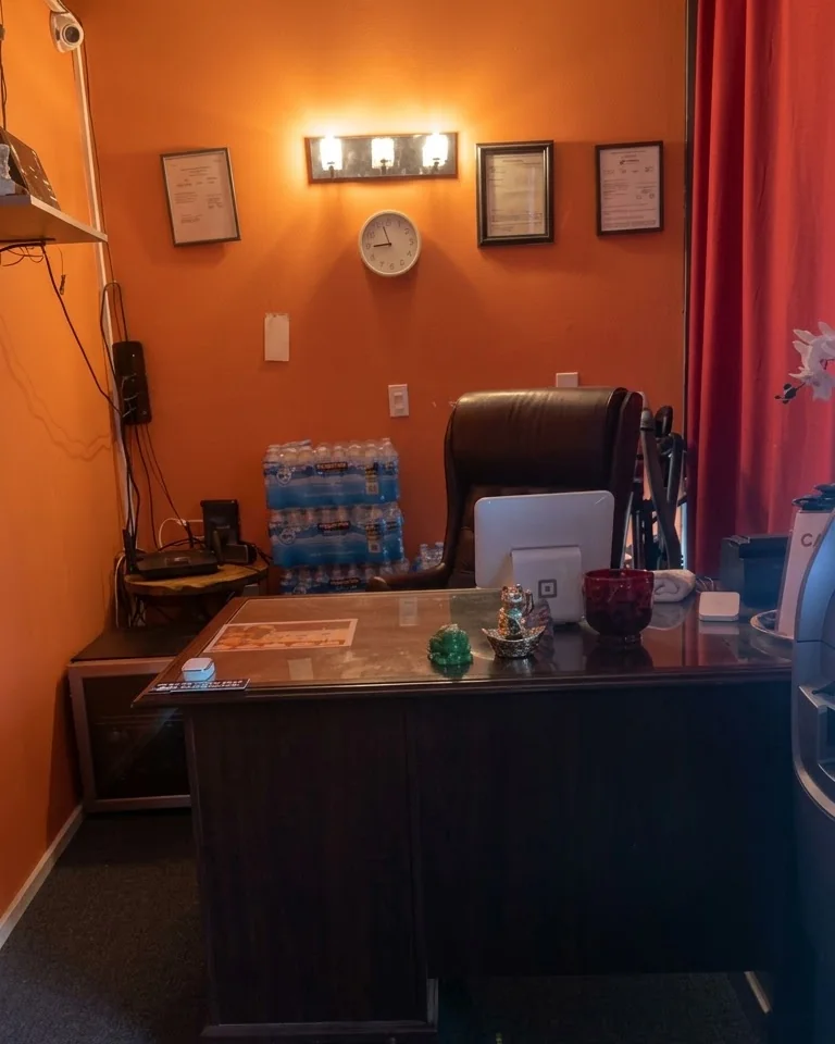 Reception desk inside Ling's Massage